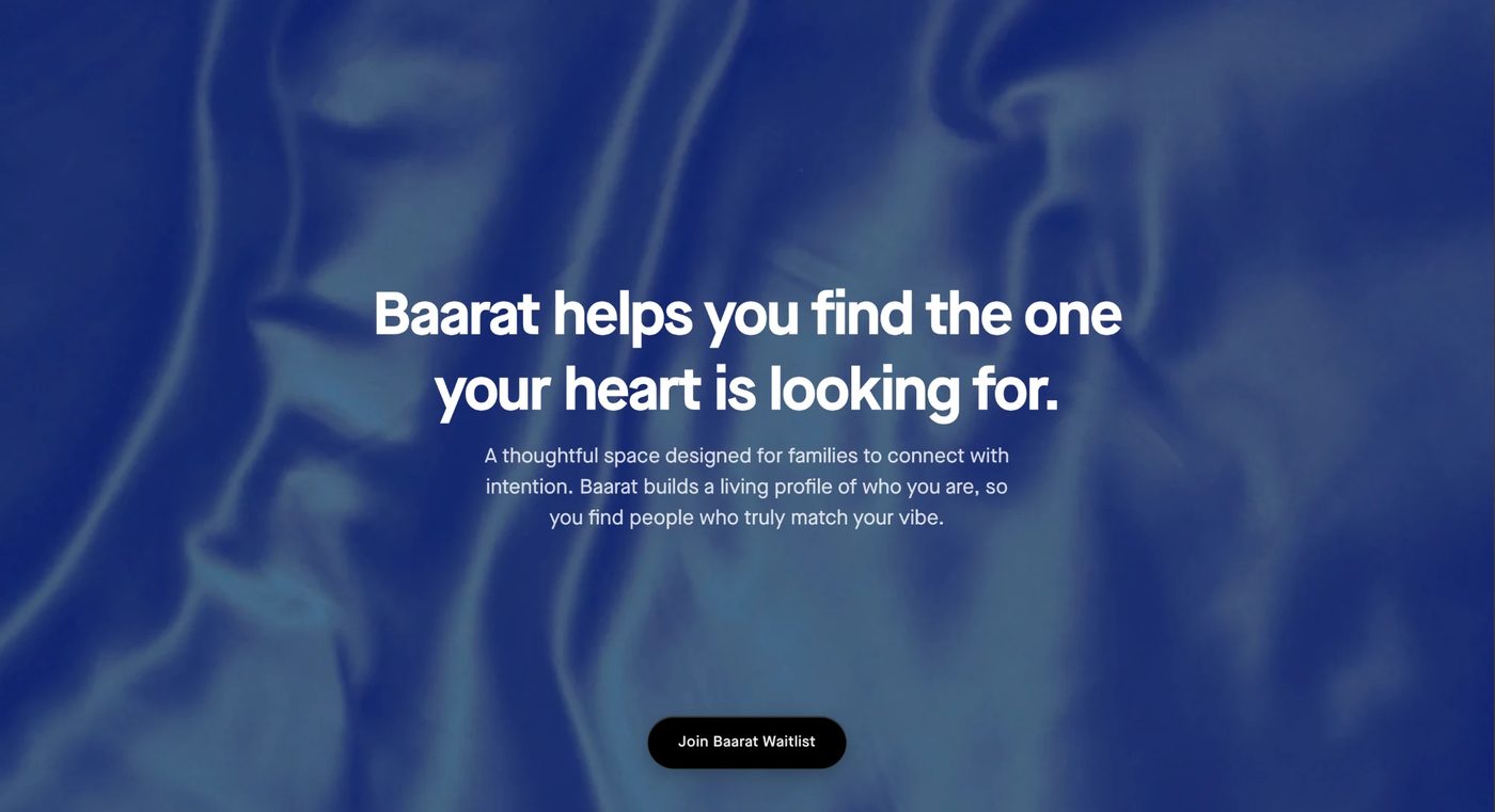 The Baarat website: Baarat helps you find the one your heart is looking for