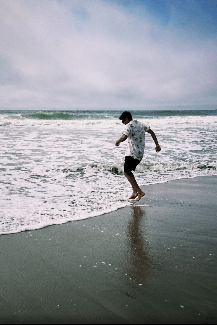 Running into the ocean