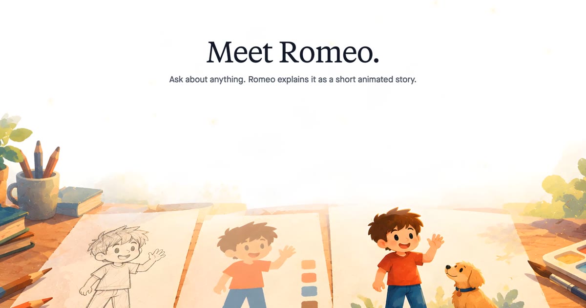 The Romeo website: Meet Romeo, with a painted boy and his dog